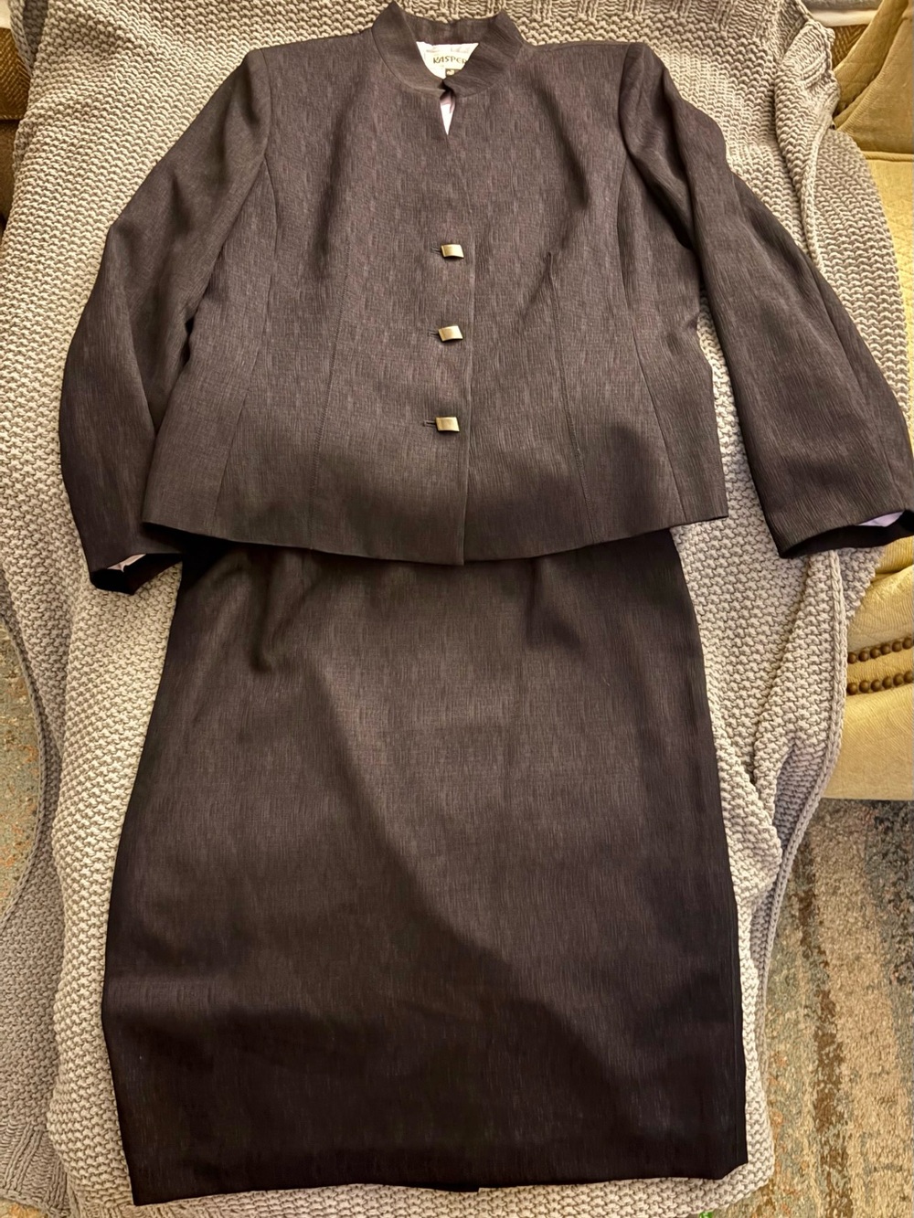 Kasper Dark Blue Pencil Skirt Suit - Classic Two-Piece